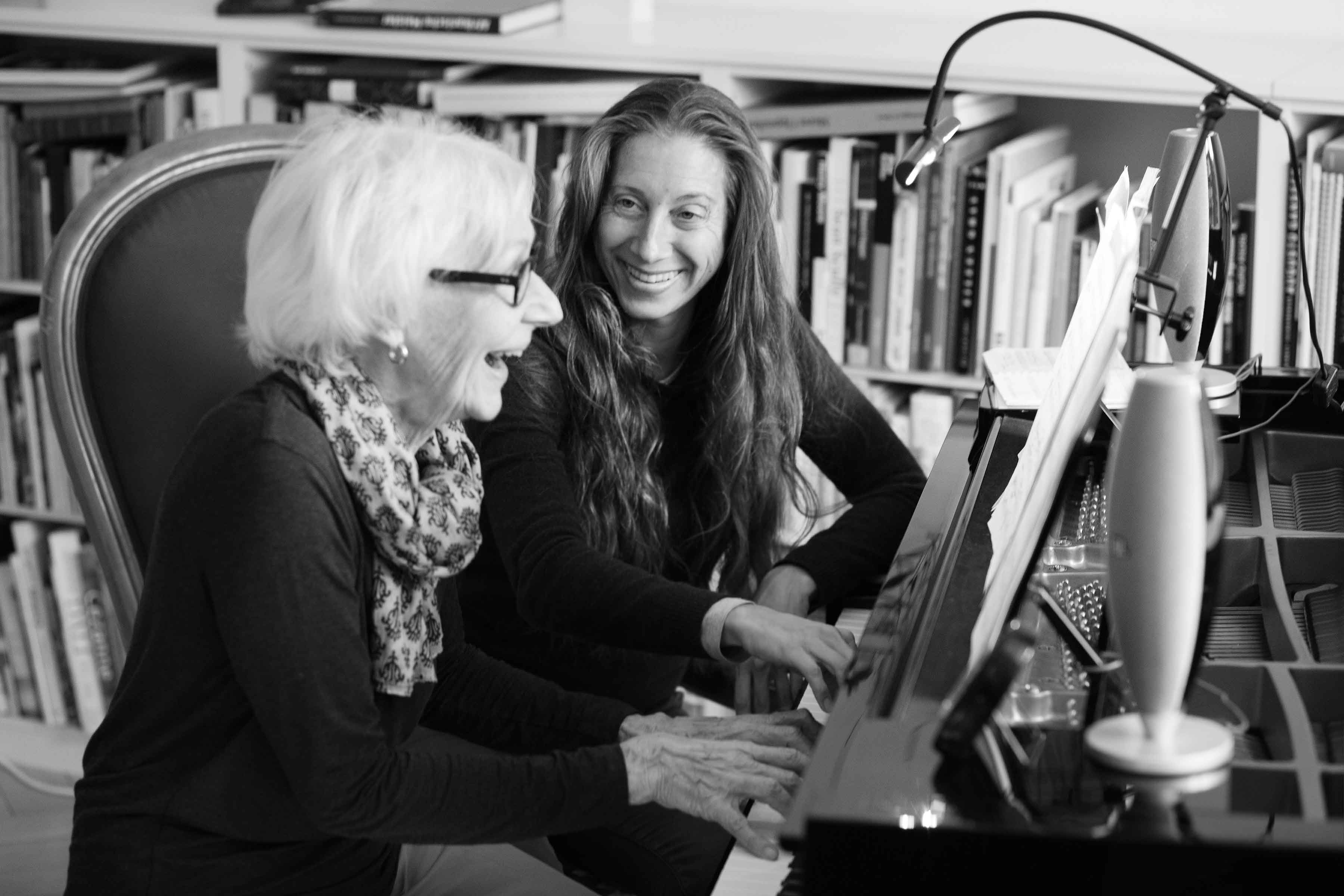 Eva teaching a senior student