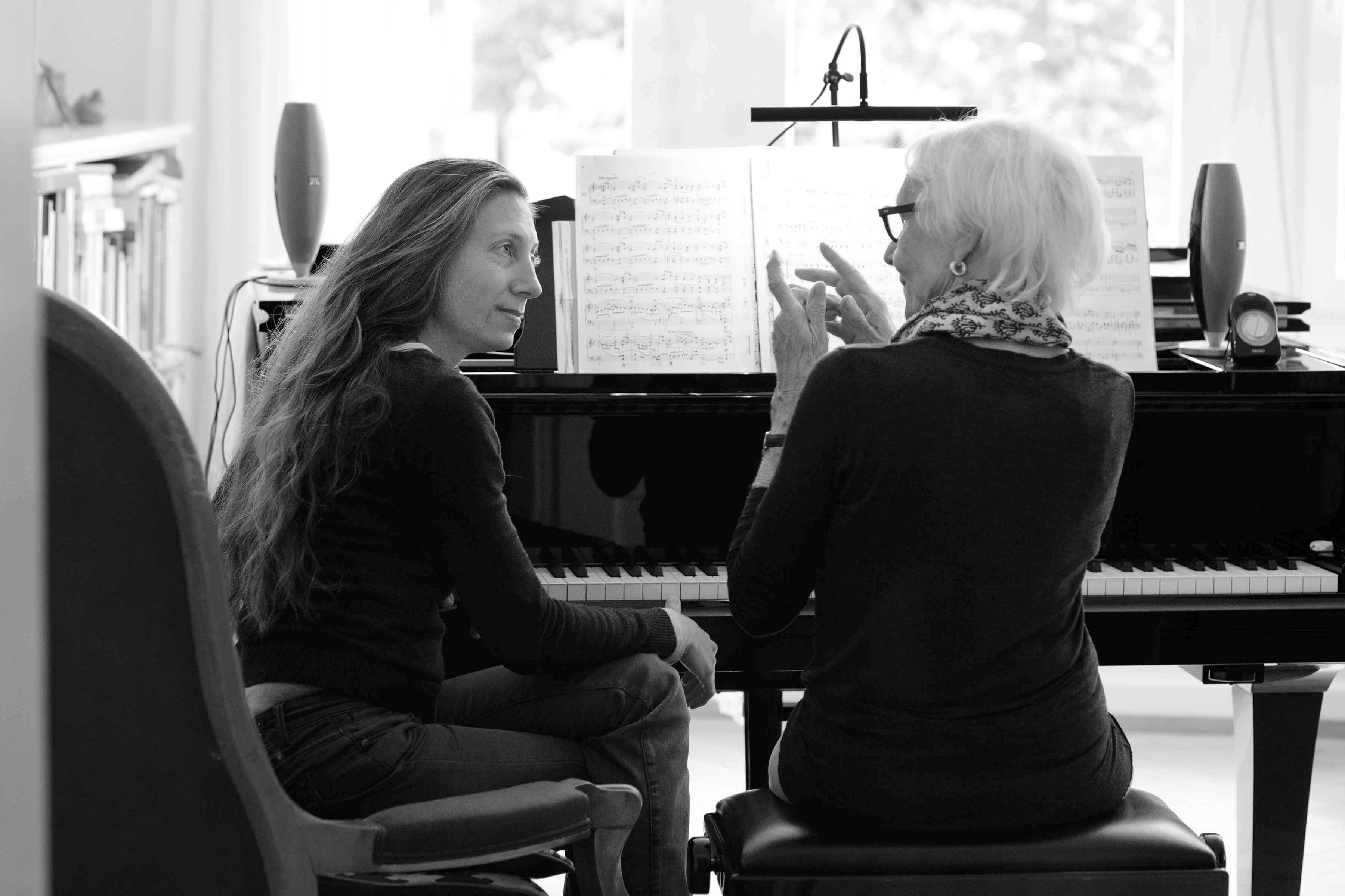 Eva teaching a senior student