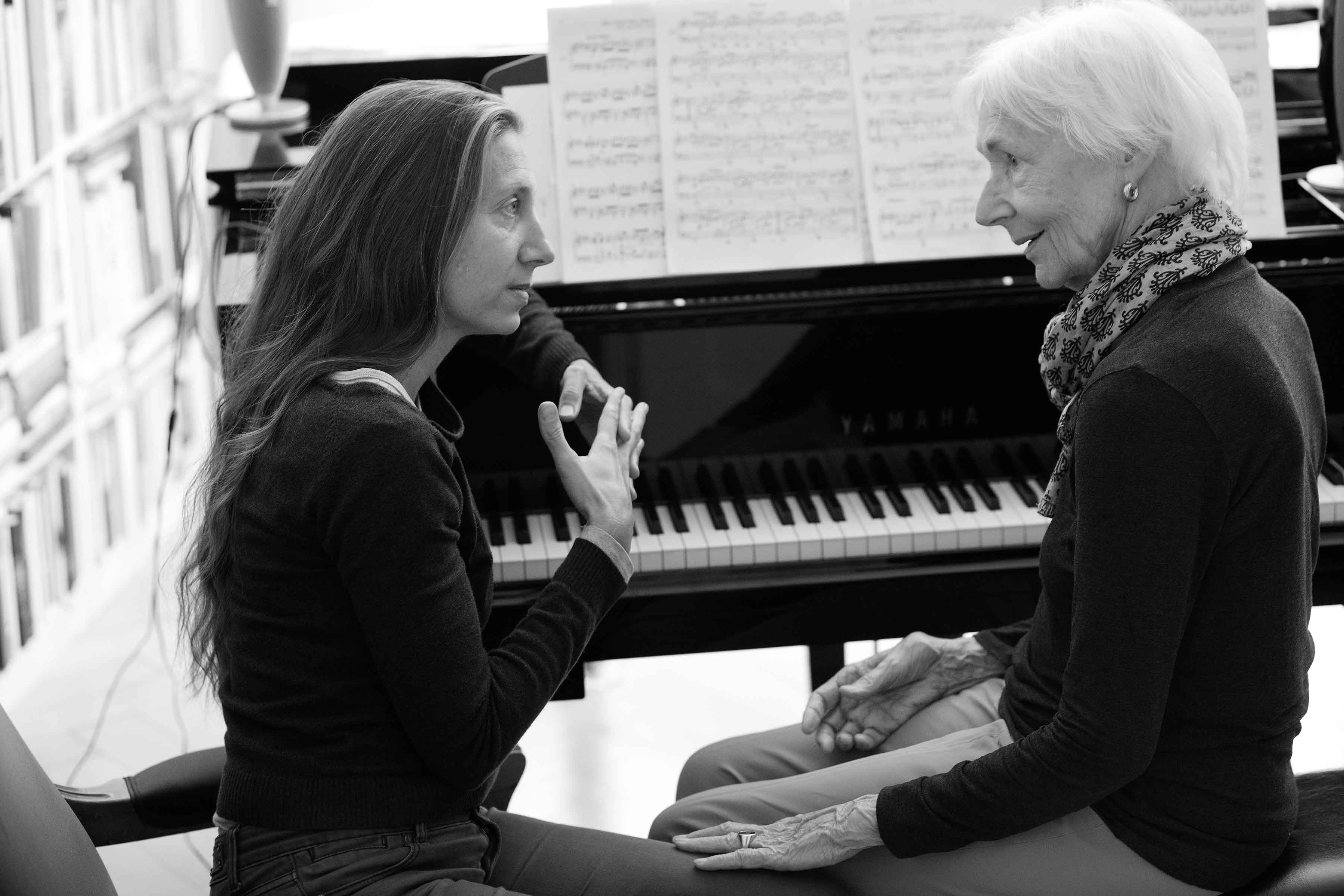 Eva teaching a senior student